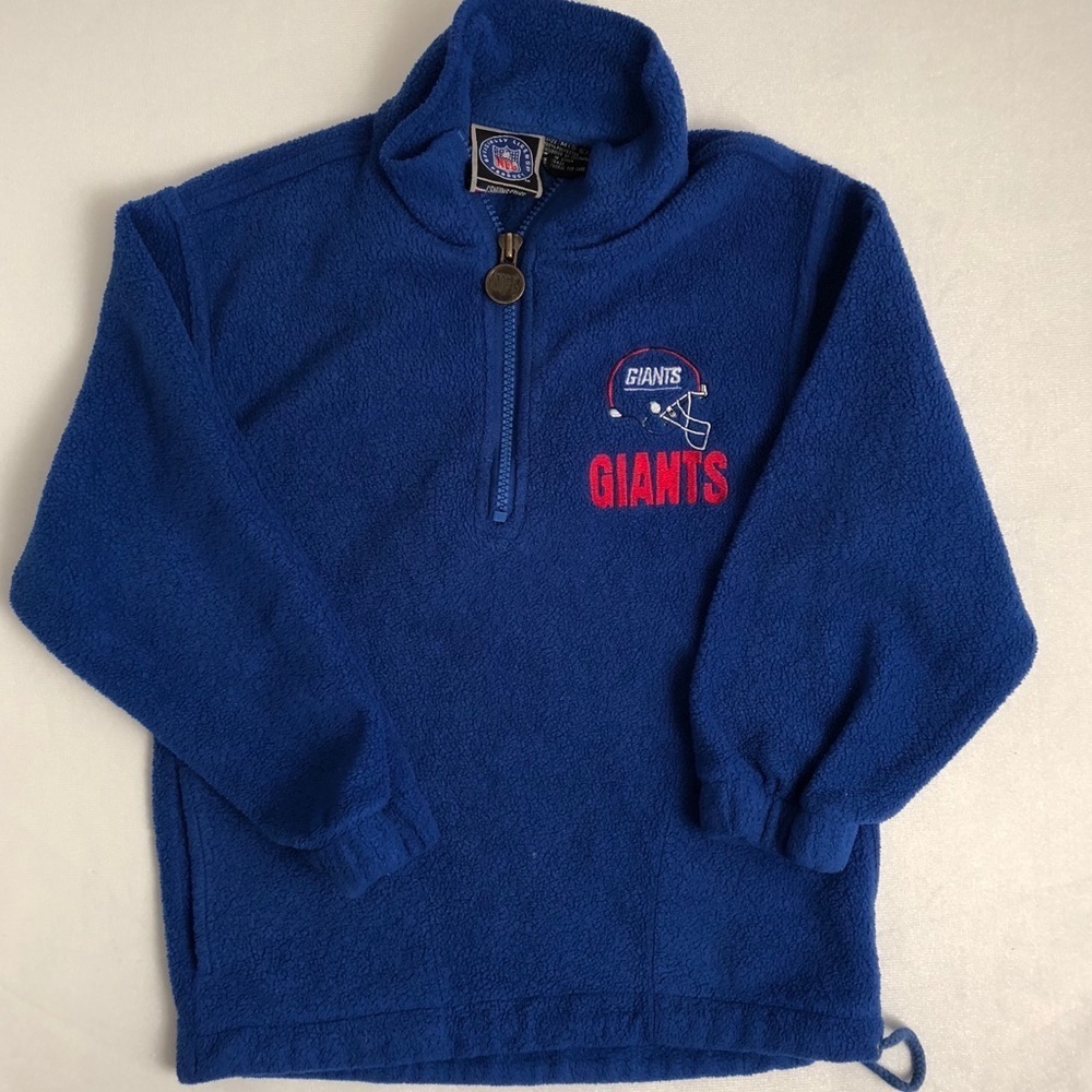 New York Giants blue fleece quarter zip pullover with logo
